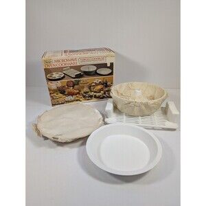 Vintage Sears Microwave Oven Cookware 4 Piece Set Baking Ring Pie Plate Rack USA